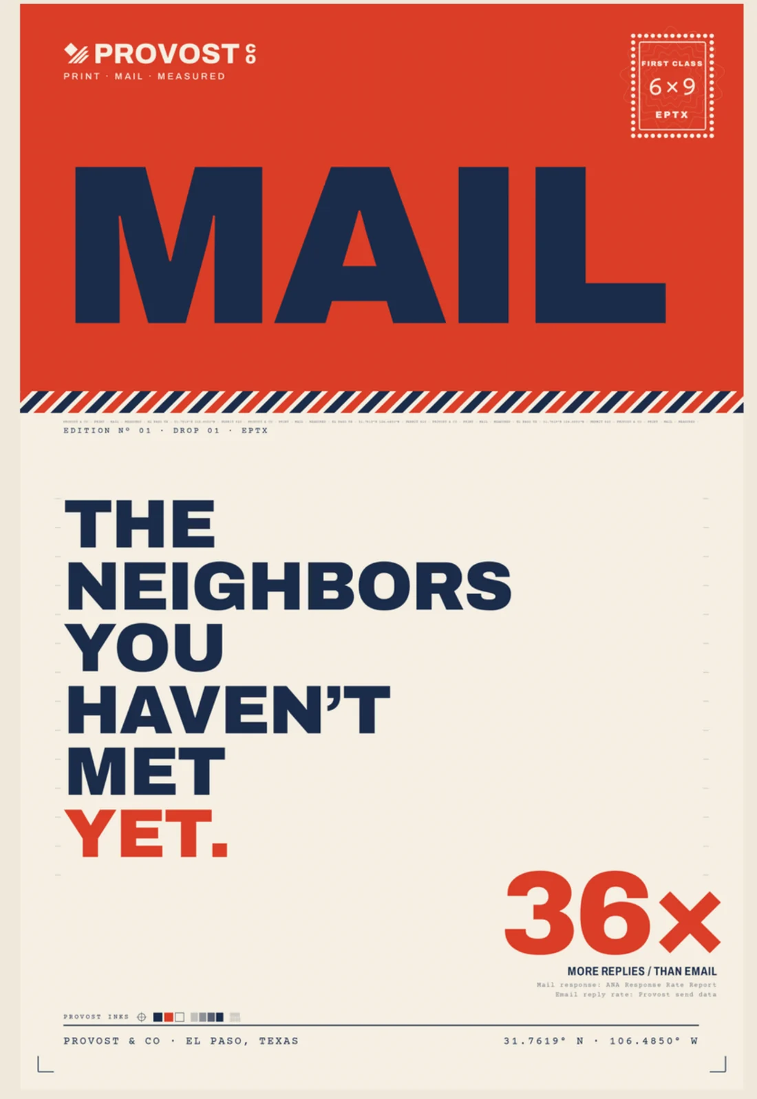 Provost 6x9 direct-mail piece, front